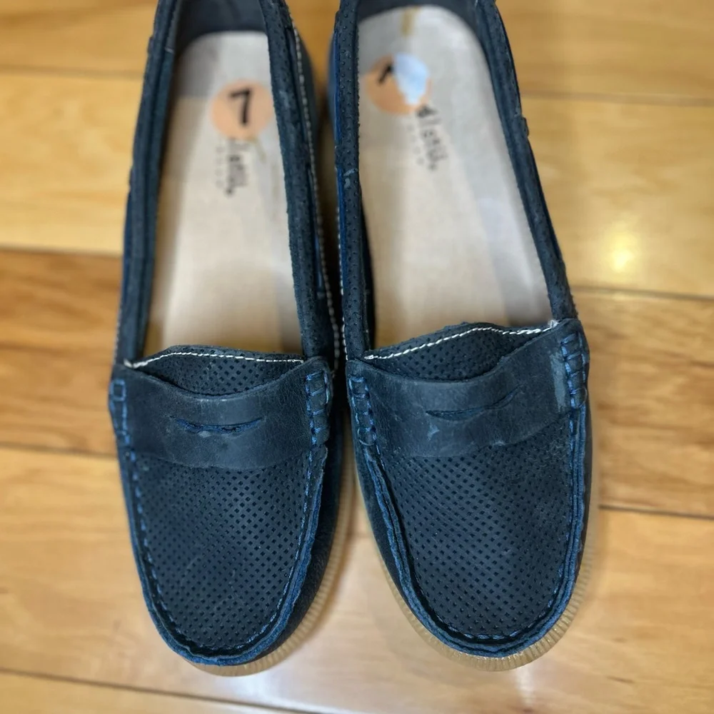 NWOT Bed Stu Leather Navy Blue Loafers Boat Shoes - Picture 5 of 12